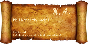 Milkovich Adolf névjegykártya